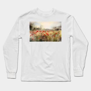 Watercolour Poppy Field Long Sleeve T-Shirt